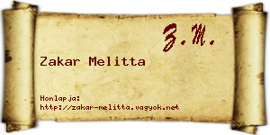 Zakar Melitta névjegykártya